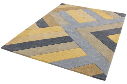 Reef Rug RF02 Big Zig Ochre Grey Wool Runner