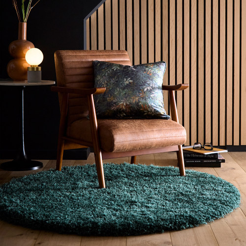 Origins Chicago Forest Green Thick Shaggy Rug Circle