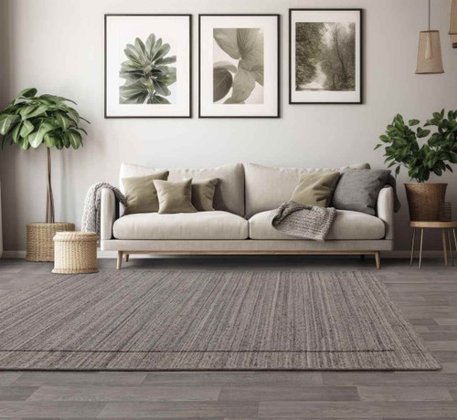 Larson Charcoal Indian Plain Border Rug
