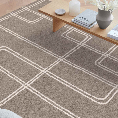 Ada Grey Wool Loop Pile Indian Carpet Rug