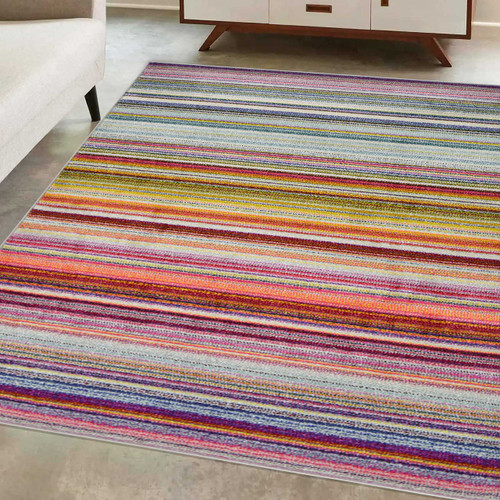 Villa Stripe Modern Hardwearing Rug