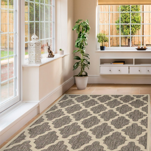 Flatweave Gel Trellis Steel Grey Rug