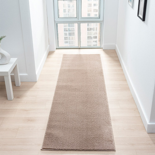 plain beige rug runner hallway