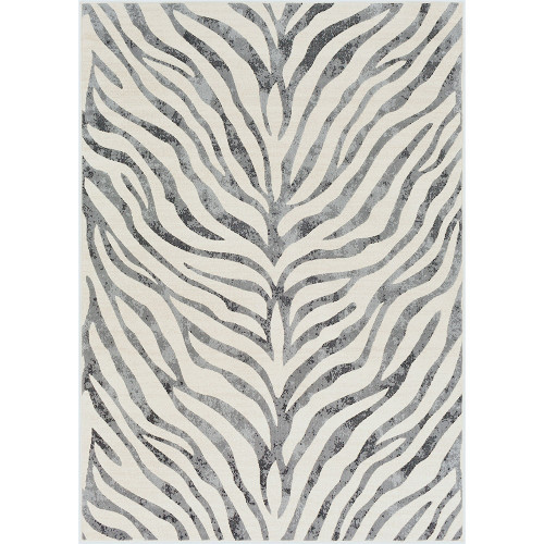 charcoal zebra pattern rug portrait
