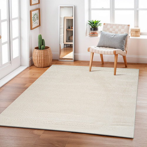 ivory off-white scandi rug in a room with matching decor