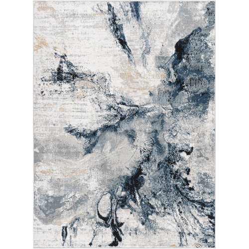 blue abstract rug portrait