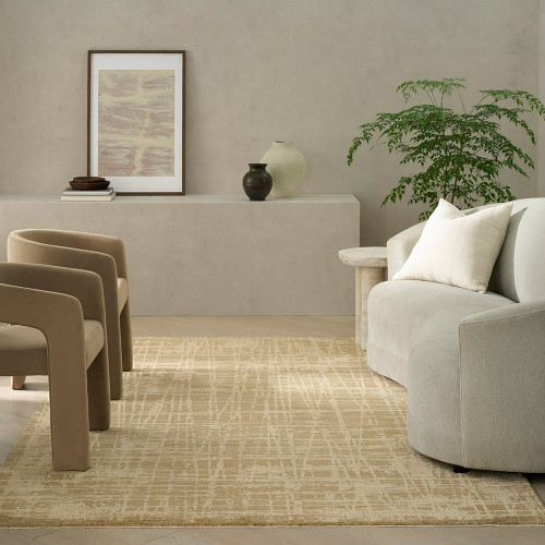 taupe calvin klein rug in a room with matching decor