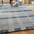 Origins Highland Check Navy Tartan Fringe Recycled Rug