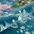 blue multicolour abstract rug closeup partially rolled