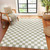 green checker shaggy rug in a room with matching decor