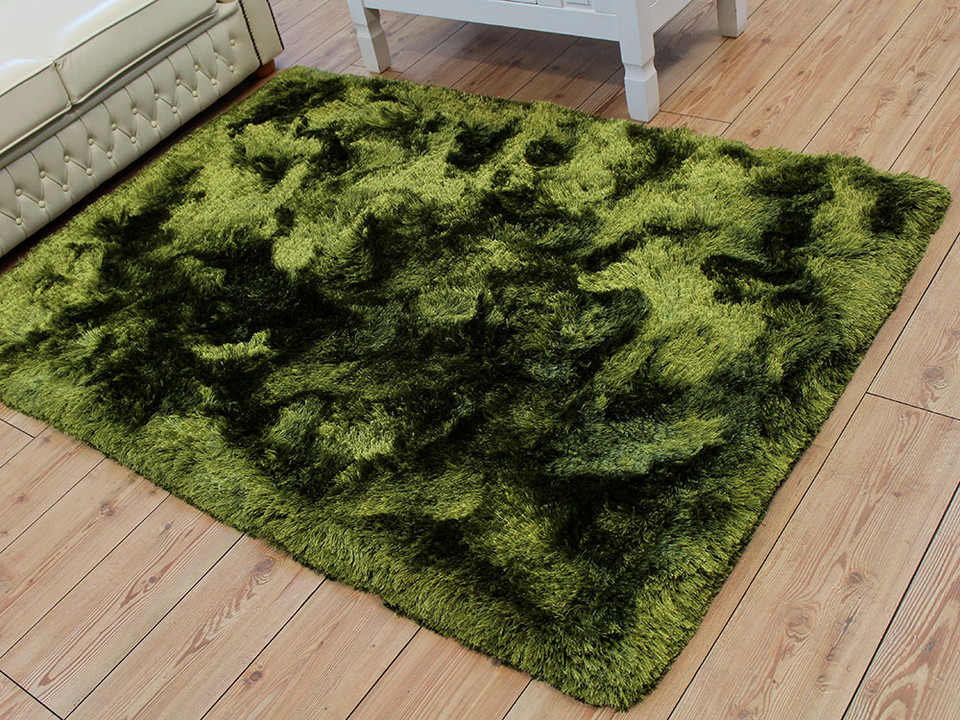 Ultra Thick Plush Shaggy Rug Green