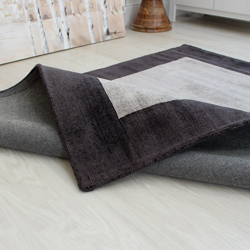 Charcoal Silver Blade Border Rug