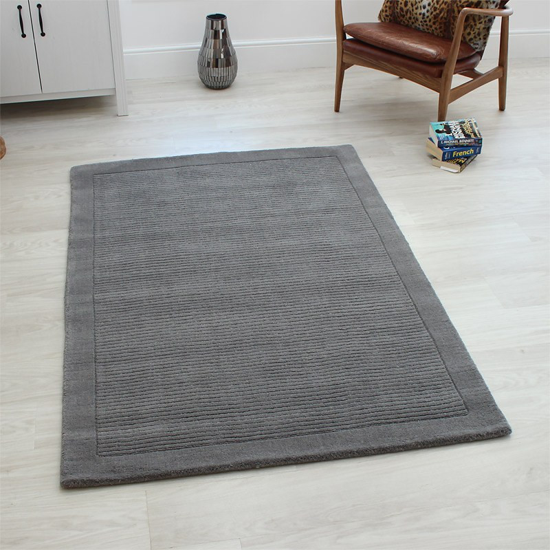 Grey SM Large Wool Plain Rug