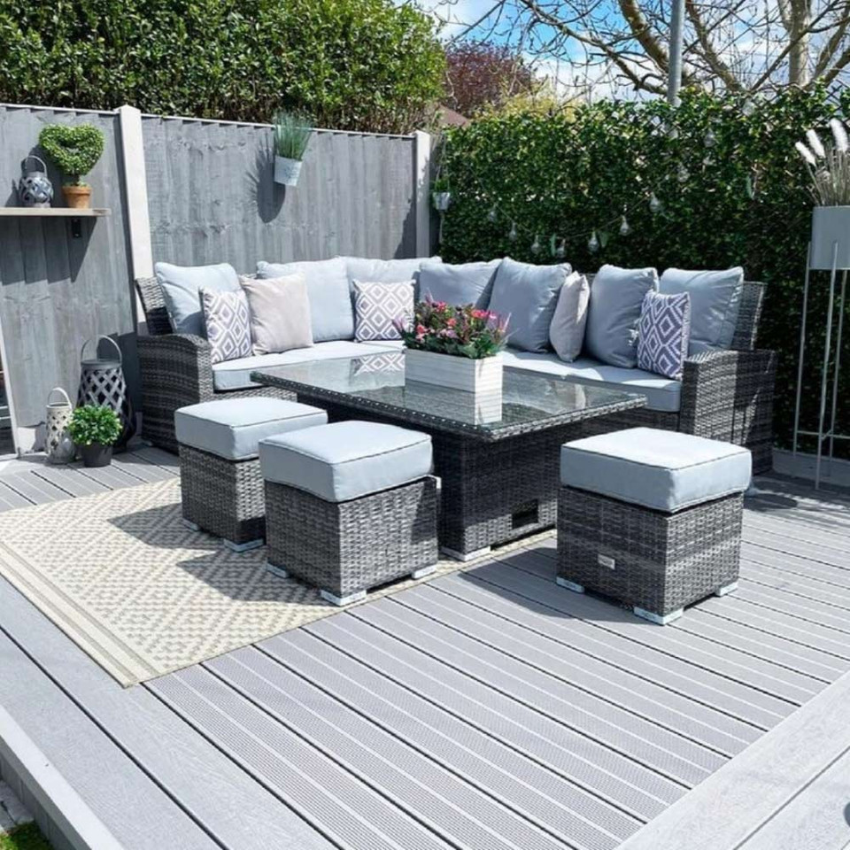 Outdoor Rug Patio Diamond Grey