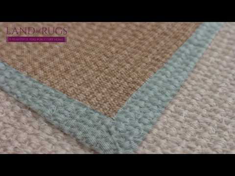 Sisal Rug Linen Aqua Border