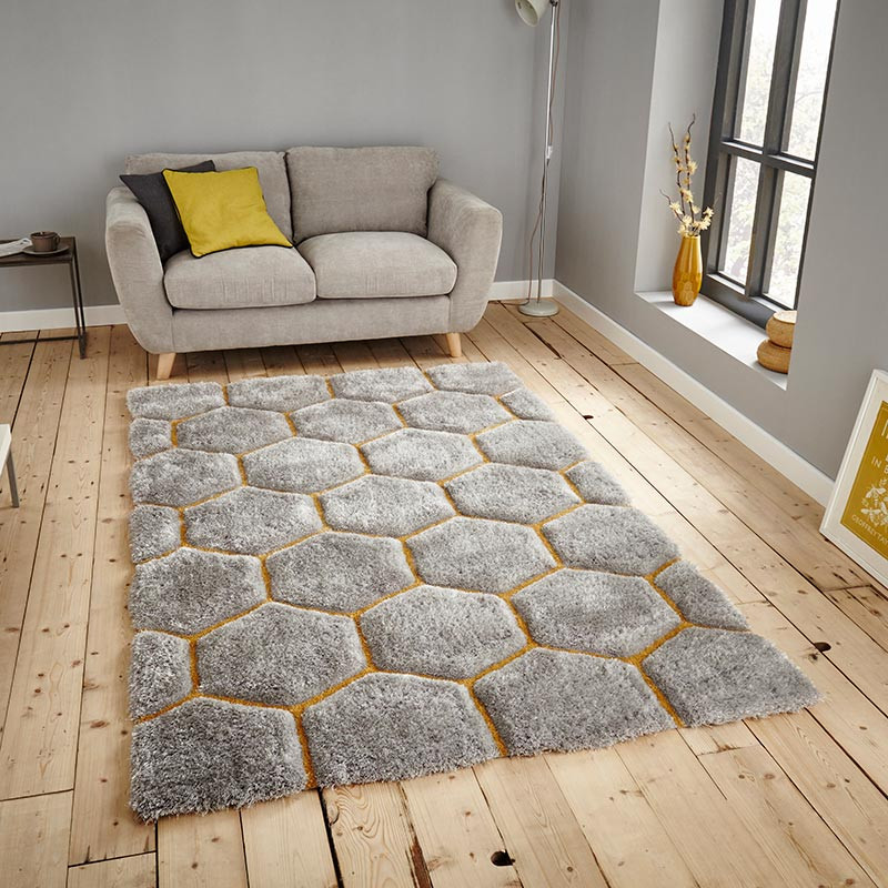 Noble House NH30782 Grey Yellow Rug
