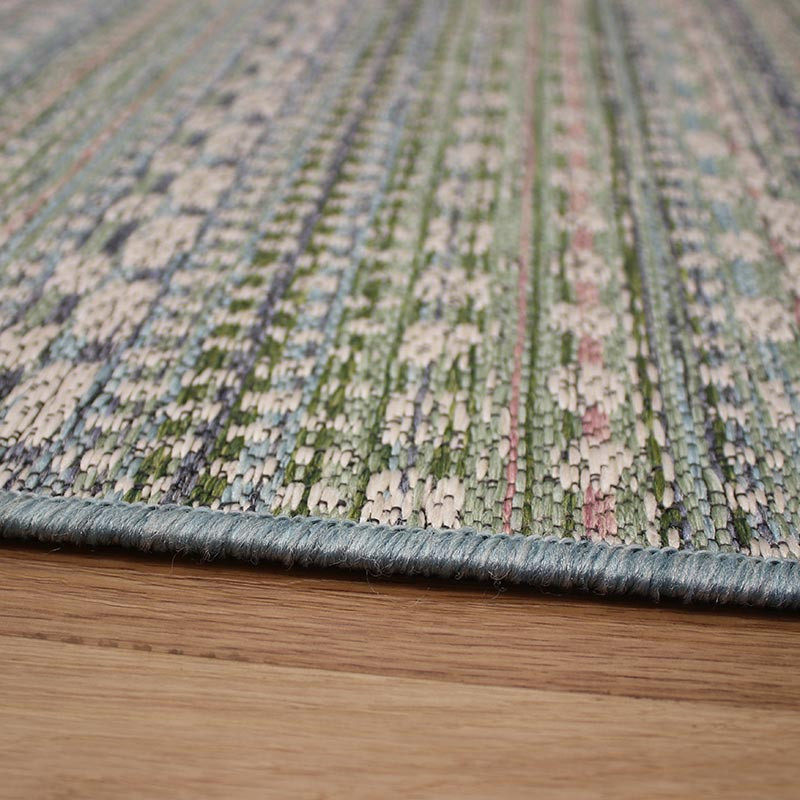 Flatweave Brighton Outdoor Rug Green Blue Pink