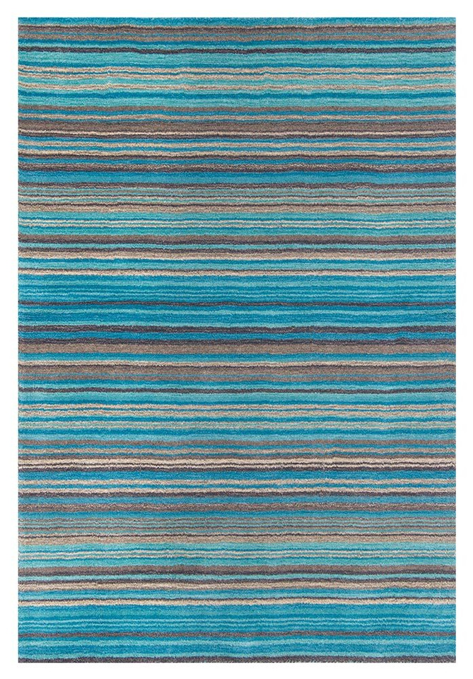 Carter Teal Striped Wool Rug