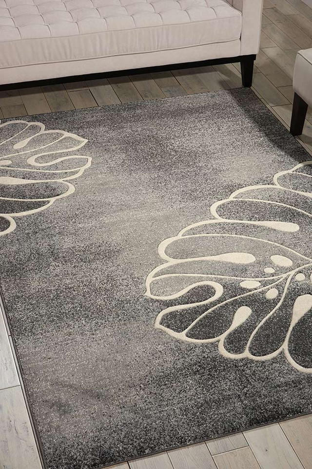 Leaf Design Maxell Rug MAE04 Grey