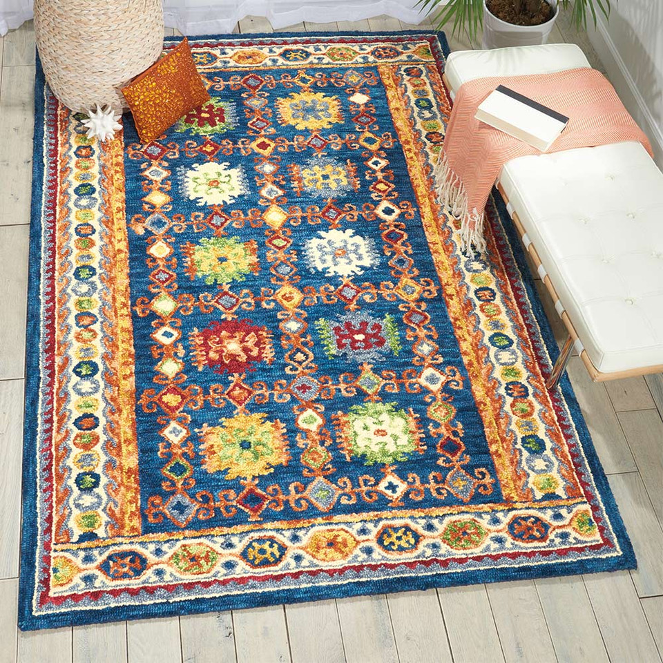 Vibrant Wool rug Navy VIB09