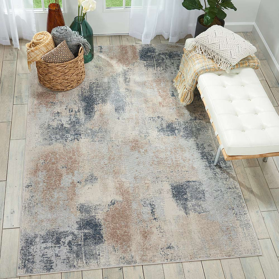 Rustic Textures RUS02 Beige Grey Abstract Rug