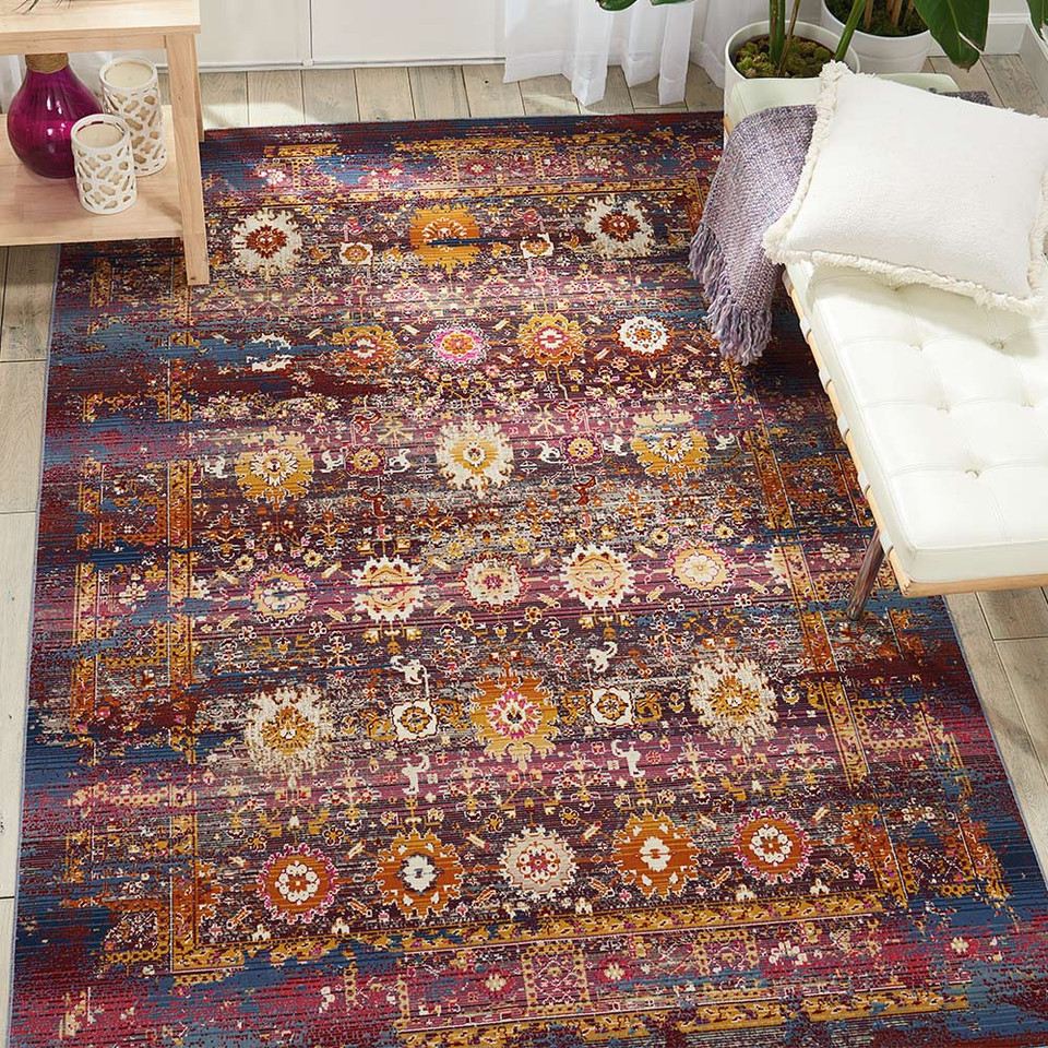 Red Multicolour Vintage Kashan Rug VKA03