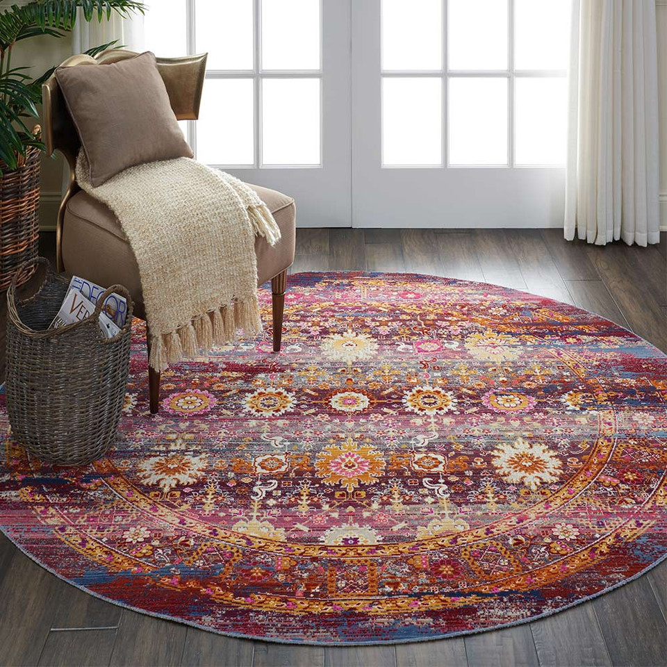 Red Multicolour Vintage Kashan Rug VKA03