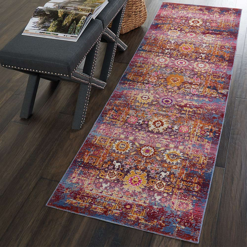 Red Multicolour Vintage Kashan Rug VKA03