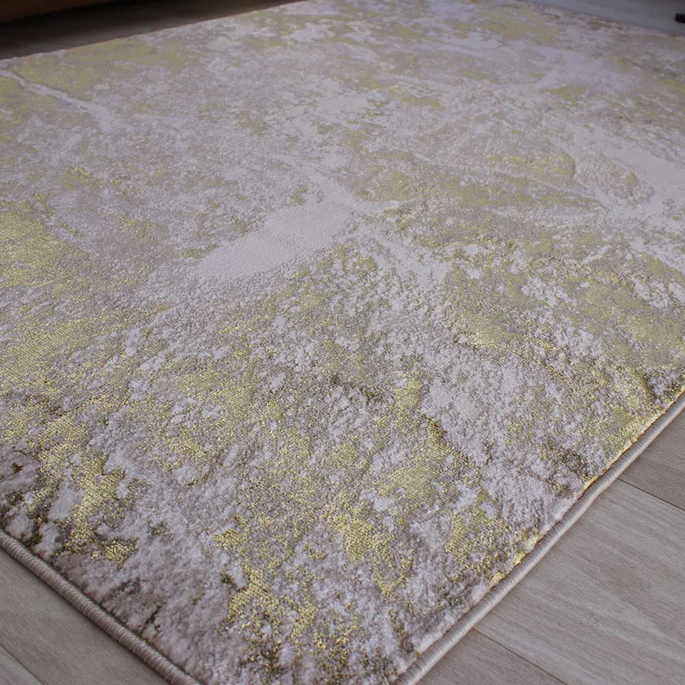Aurora Rug AU06 Lustre Silky Gold Abstract