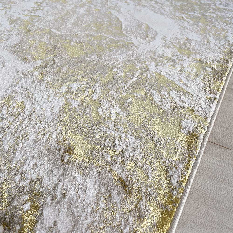 Aurora Rug AU06 Lustre Silky Gold Abstract