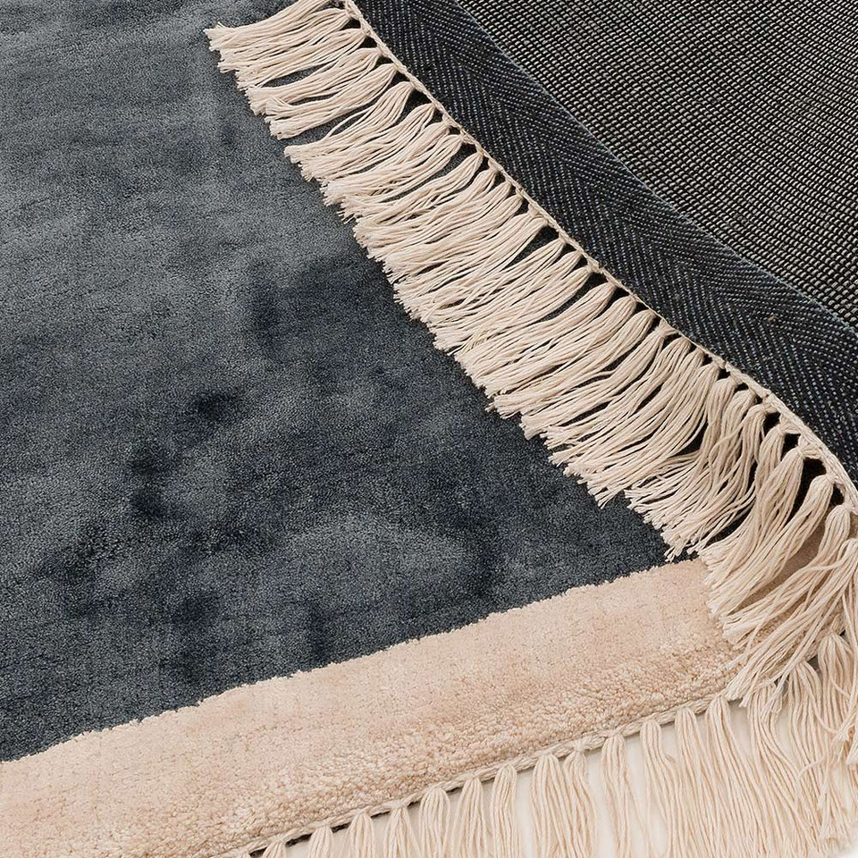 Elgin Tassels Rug Petrol Pink Border