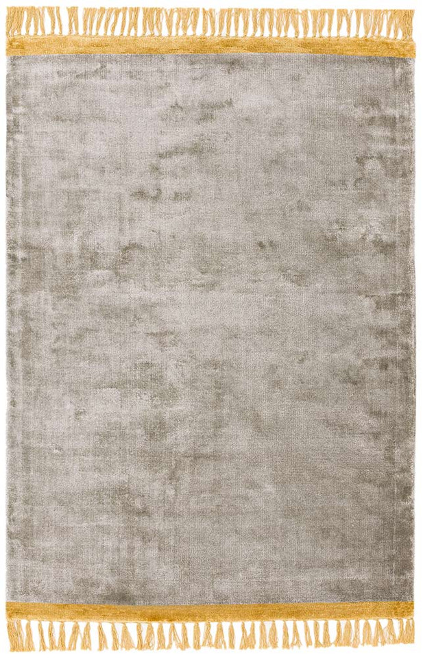 Elgin Tassels Rug Silver Mustard Border