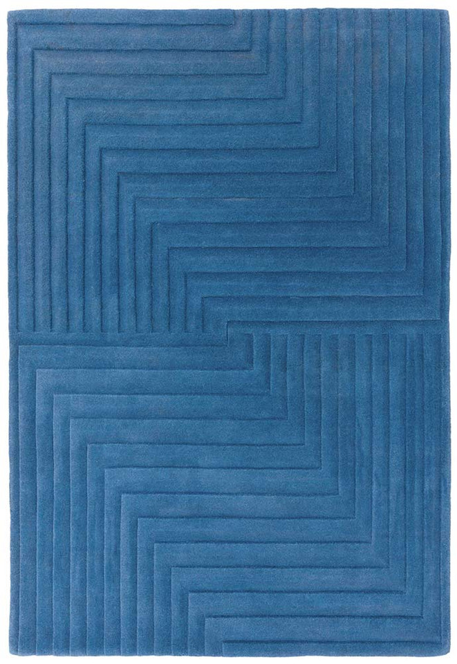 Form Rug Blue Colour 3D Wool Pile