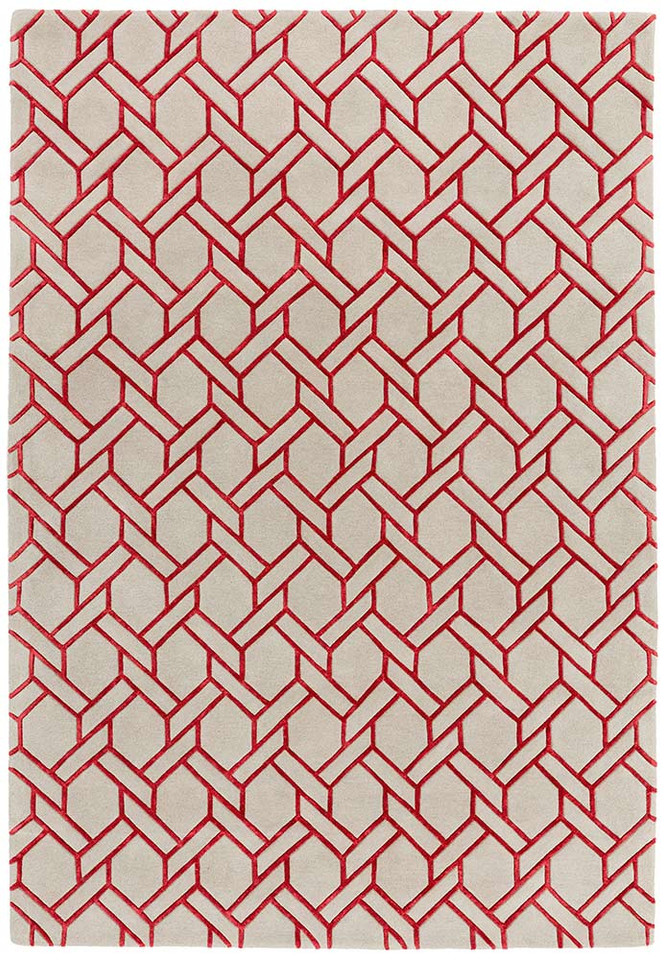 Nexus Rug Fine Lines Silver Red