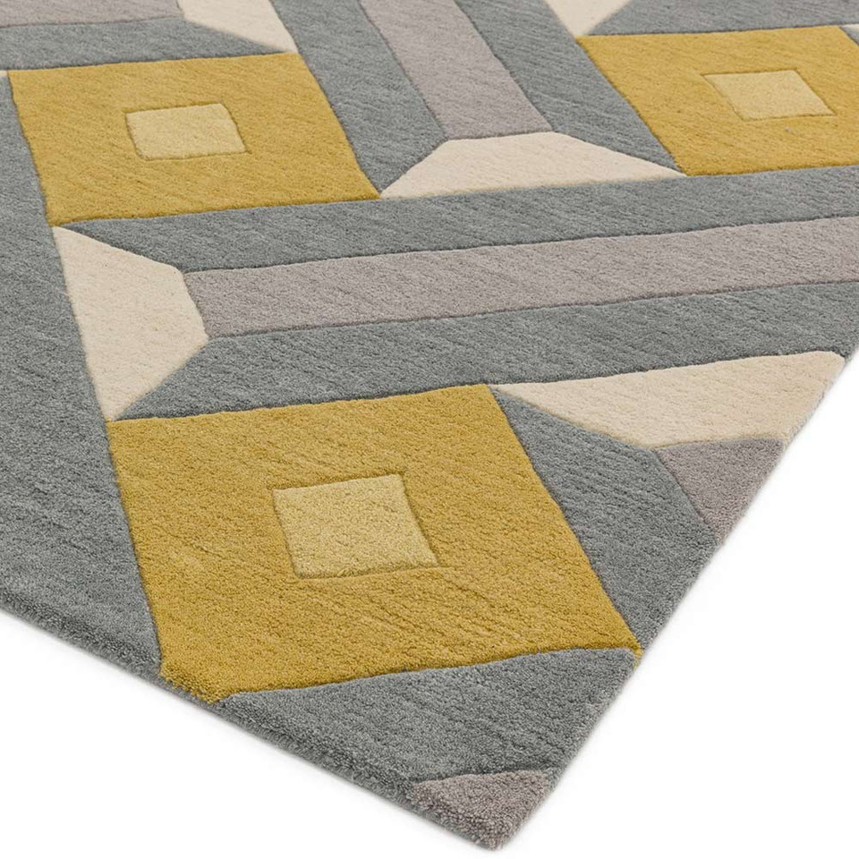 Reef Rug RF01 Motif Ochre Grey Wool