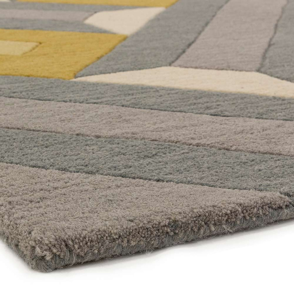 Reef Rug RF01 Motif Ochre Grey Wool