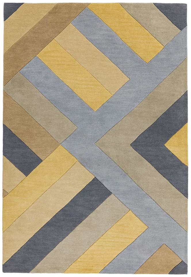 Reef Rug RF02 Big Zig Ochre Grey Wool