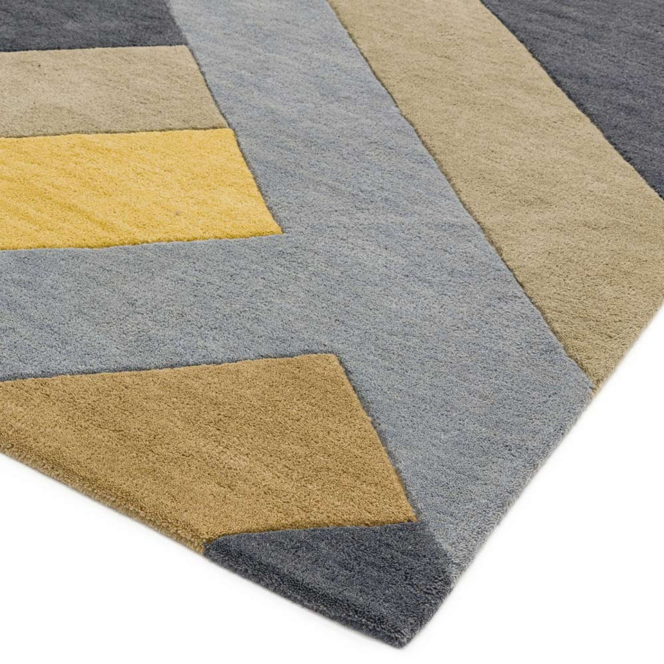 Reef Rug RF02 Big Zig Ochre Grey Wool