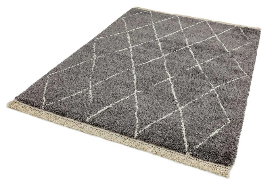 Rocco Charcoal Shaggy Tassels Rug RC07