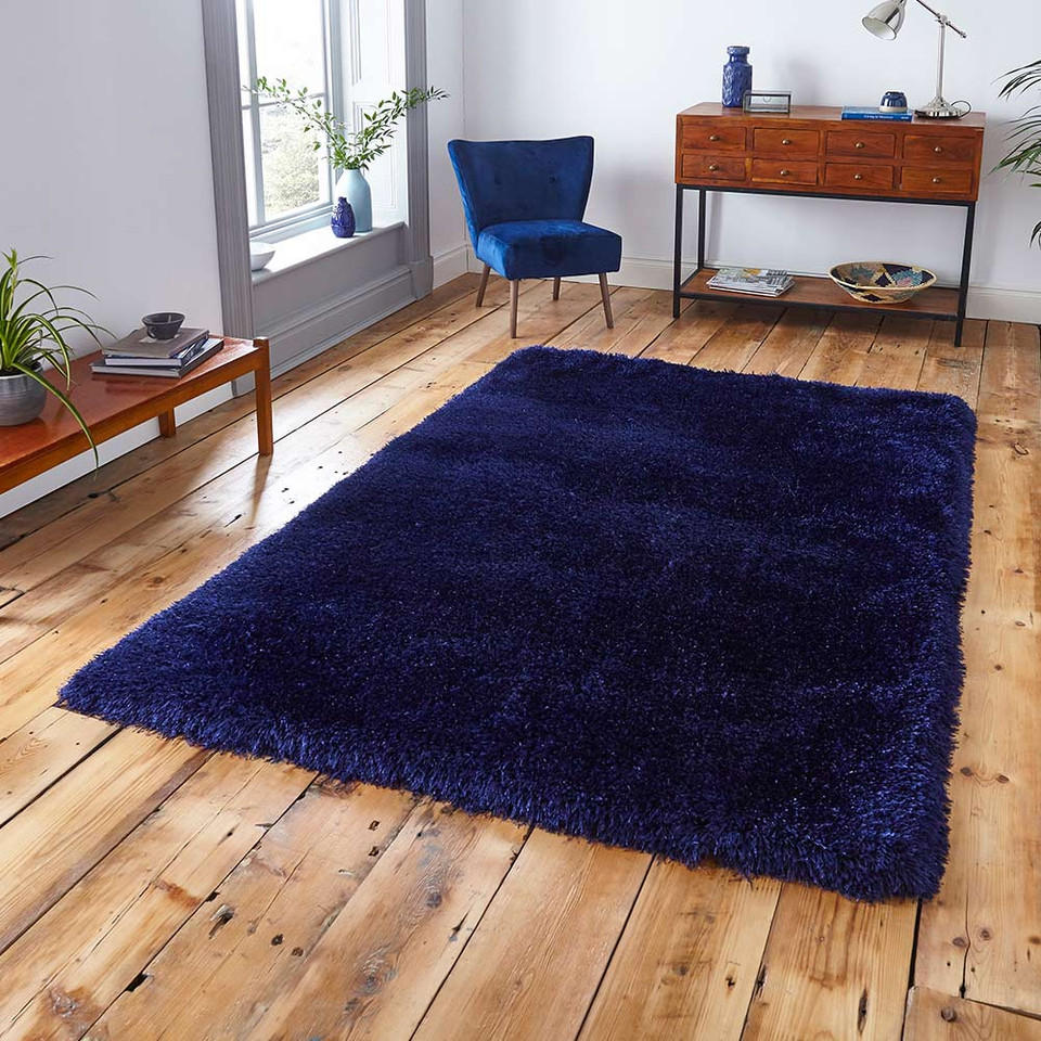 Montana Shaggy Rug Dark Navy