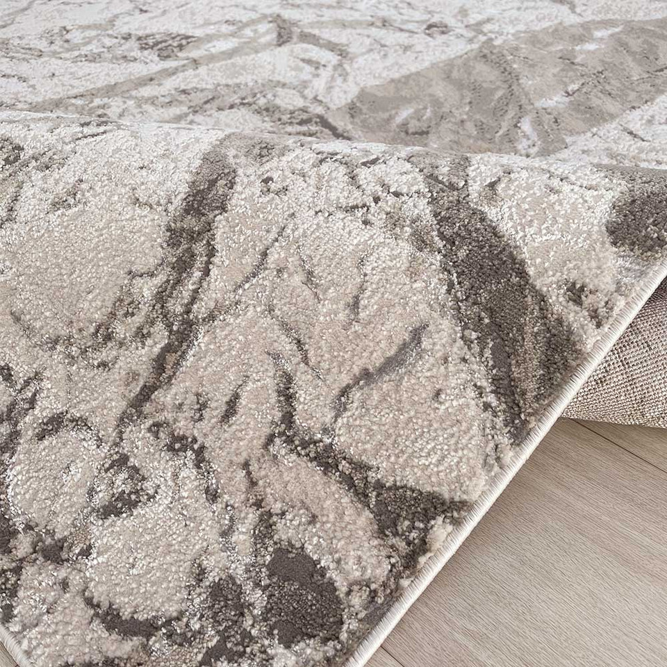 Aurora AU09 Satin Rug Cream Silver