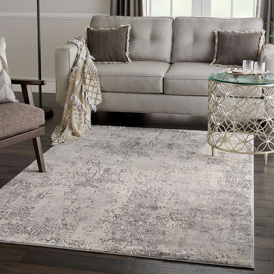 Rustic Textures RUS07 Grey Beige Abstract Rug