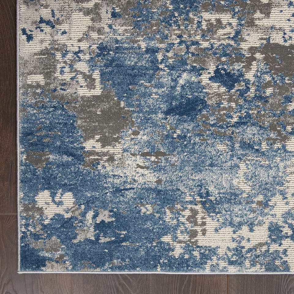 Rustic Textures RUS08 Grey Blue Abstract Rug