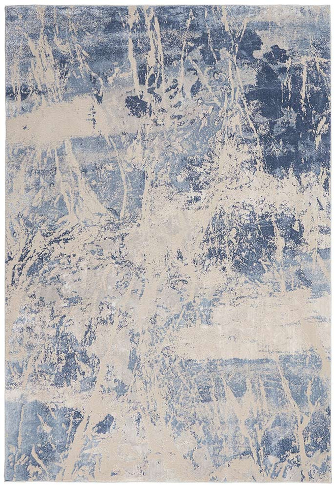 Abstract Silky Textures SLY02 Blue Cream Rug