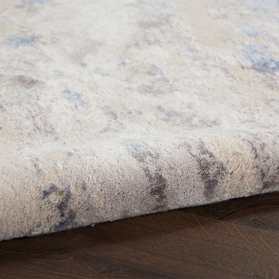 Abstract Silky Textures SLY03 Blue Ivory Grey Rug