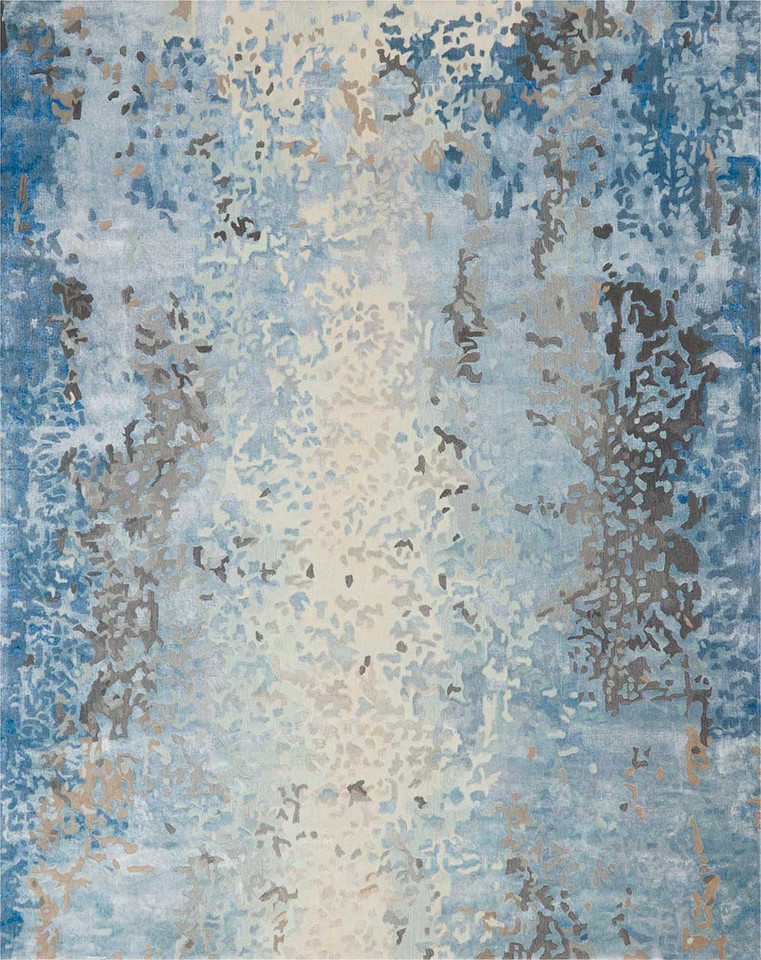Prismatic PRS17 Denim Abstract Wool Rug