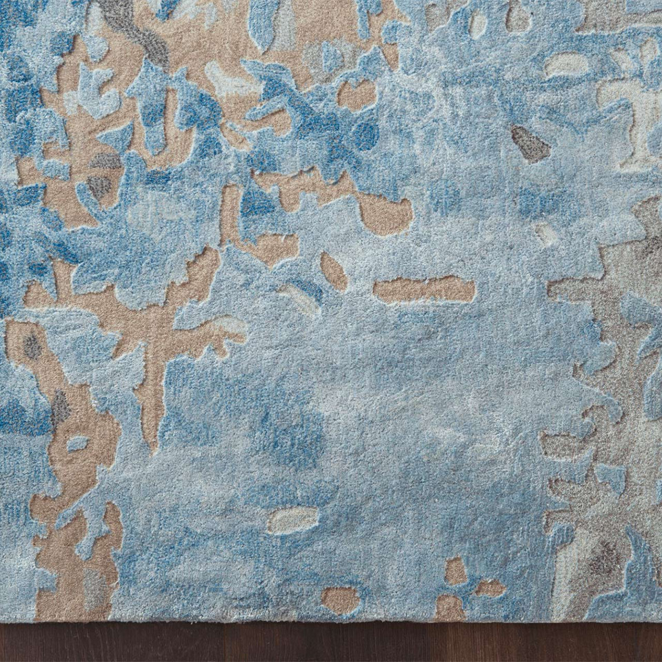 Prismatic PRS17 Denim Abstract Wool Rug