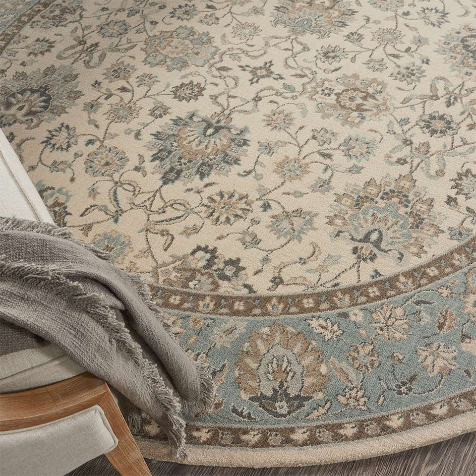 Living Treasures LI16 Ivory Aqua Rug