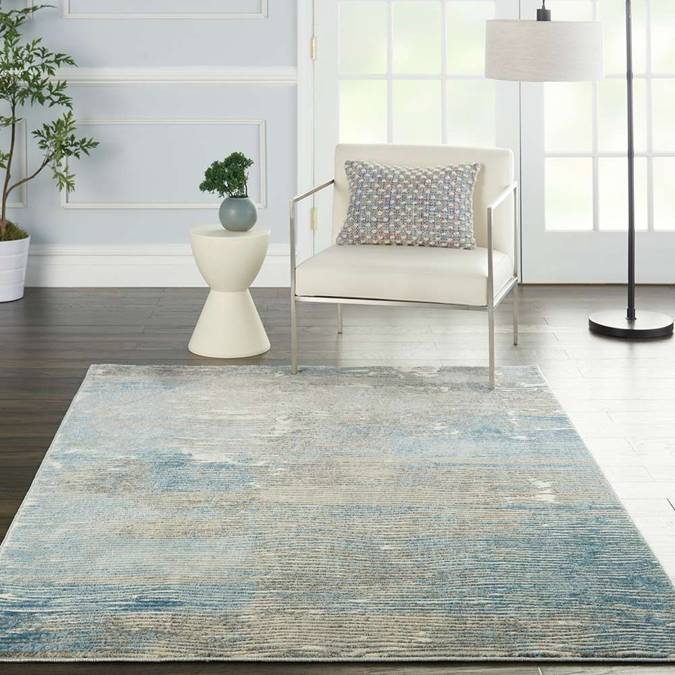 Solace SLA01 Ivory Grey and Blue Rug