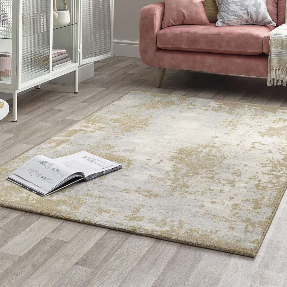 Gold Grey Cream Rug Chamonix